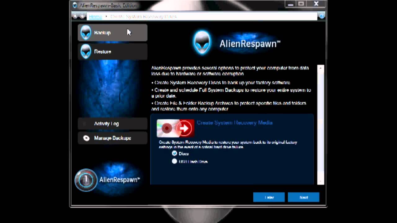 dell alienware software recovery